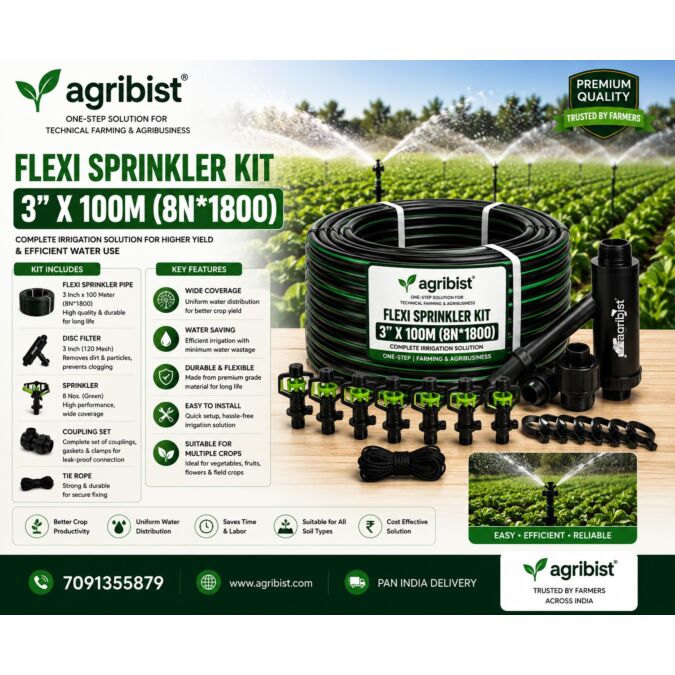 AGRIBIST |FLEXI SPRINKLER KIT 3"X100M (8N*1800)