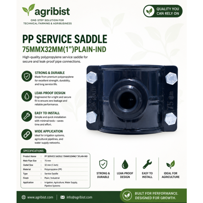 AGRIBIST | PP SERVICE SADDLE 75MMX32MM(1")PLAIN-IND