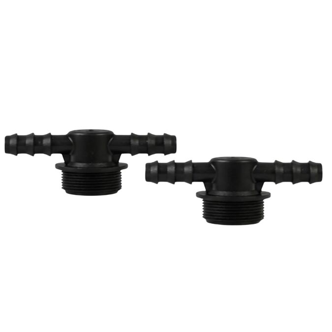 AGRIBIST Drip Fittings And Accessories - Threaded Fittings - Threaded - Lite - Riser Tee - 0.75 inch (M-TH) x 16mm (Barb) - PP - (Pack of 100)