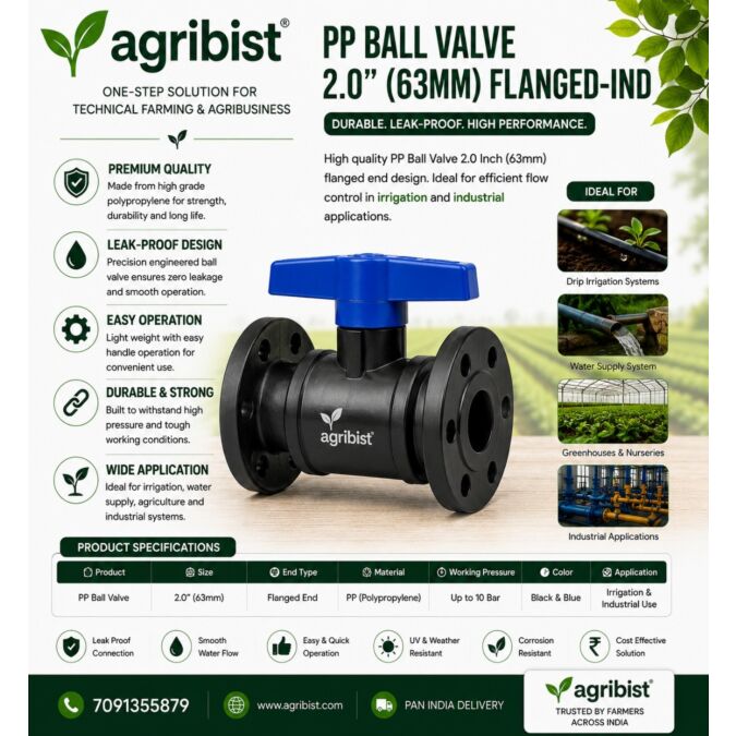 AGRIBIST|PP BALL VALVE 2" FLANGEX63MM PLAIN-IND