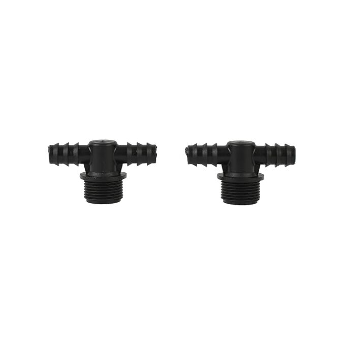 AGRIBIST| Drip Fittings And Accessories - Threaded Fittings - Threaded - Lite - Riser Tee - 0.5 inch (M-TH) x 16mm (Barb) - PP - (Pack of 10)