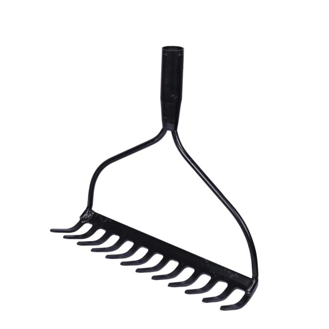 AGRIBIST | FBR-0120 Garden Bow Rake with 12 Teeth Metal Head & Wooden Handle Heavy Duty Gardening Tool for Loosening Soil Gathering Leaf Leveling & Farming Land and Agriculture (Black)