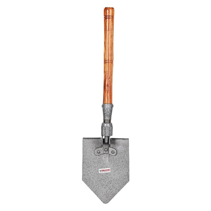 AGRIBIST | FFAS-6000 3-in-1 Foldable Shovel with Wooden Handle and Steel Blade Lightweight Heavy Duty Gardening Tool for Digging Aerating