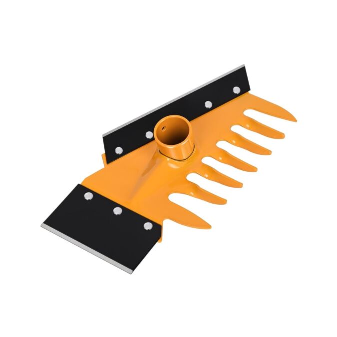 AGRIBIST | FGR-3-1 Garden Rake Hoe Spade Multipurpose Metal Head Cultivator Tool with Dual Blades for Loosening Soil Leveling Farming Land Farming Gardening Tool (Pack of 1, Without Handle)