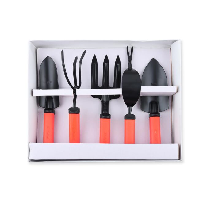 AGRIBIST | FGTB-95/5 5pc Gardening Tool Kit with Small & Big Trowel Weeder Hand Cultivator and Weeding Fork Garden Set for Home Gardener Beginners (Multicolor, Pack of 5)