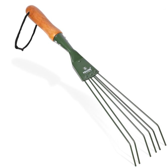 AGRIBIST | FWHR-9 Wire Rake with 6-Claws Durable Steel Construction Comfortable Wooden Grip Heavy Duty Multipurpose Leaf Cleaning Gardening Tool for Quick Clean Up Garden Leaves Roof Lawn & Yard
