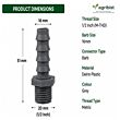 Drip Fittings And Accessories - Threaded Fittings - Threaded - Premium - Nipple - 0.5 inch x 16mm - Delrin - (Pack of 100)