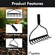 FBR-0110 Garden Bow Rake with 10 Teeth Metal Head Heavy Duty Multipurpose Gardening Tool for Loosening Soil Gathering Leaf Leveling & Farming Land and Agriculture (Black) (Pack of 50)