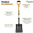  FSS-4001 Garden Shovel with D Handle and Stainless Steel Square Head Heavy Duty Lightweight Outdoor Gardening Tool for Agriculture Digging Soil Planting & Transplanting Weeding (Multicolor) (Pack of 50)