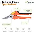 FPS-212 Pruning Secateur By Pass Type with 215mm Sharp Blade Branch Wood and Flower Plant Cutter Gardening Tool for Home Garden & Agriculture (Pack of 25 )