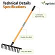   FRWH-14 Garden Rake with 14 Teeth and Steel Handle Heavy Duty Cultivator Rakes for Loosening Soil Gathering Leaf Leveling Lawn Farming Land Management (Pack of 50)