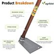 SPKW-50 Steel Spade with Wooden Handle Phawda Agriculture Equipment for Digging & Weeding Comfort Grip Handle Garden Tool for Home Gardening Farm Lands (Pack of 25)
