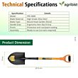 FRS-3000 Garden Shovel with D-Grip Fiber Glass Handle Round Head and Metal Blade Hand Trowel Gardening Tool for Planting Digging Home Gardens & Farming (Pack of 25)