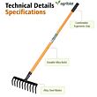FRWH-10 Garden Rake with 10 Teeth and Steel Handle Heavy Duty Cultivator Rakes for Loosening Soil Gathering Leaf Leveling Lawn Farming Land Management (Pack of 25)