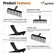 FRWH-10 Garden Rake with 10 Teeth and Steel Handle Heavy Duty Cultivator Rakes for Loosening Soil Gathering Leaf Leveling Lawn Farming Land Management (Pack of 25)