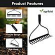  FBR-0110 Garden Bow Rake with 12 Teeth Metal Head Heavy Duty Multipurpose Gardening Tool for Loosening Soil Gathering Leaf Leveling & Farming Land and Agriculture (Black) (Pack of 50)