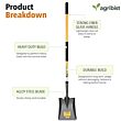FSS-4002 Garden Shovel with Long Handle and Stainless Steel Square Head Heavy Duty Lightweight Outdoor Gardening Tool for Agriculture Digging Soil Planting & Transplanting Weeding (Grey) (Pack of25)