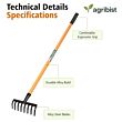  FRWH-08 Garden Rake with 8 Teeth and Steel Handle Heavy Duty Cultivator Rakes for Loosening Soil Gathering Leaf Leveling Lawn Farming Land Management (Pack of 50)