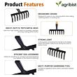  FRWH-08 Garden Rake with 8 Teeth and Steel Handle Heavy Duty Cultivator Rakes for Loosening Soil Gathering Leaf Leveling Lawn Farming Land Management (Pack of 50)
