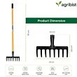 FRWH-08 Garden Rake with 8 Teeth and Steel Handle Heavy Duty Cultivator Rakes for Loosening Soil Gathering Leaf Leveling Lawn Farming Land Management (Pack of 50)
