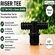  AGRIBIST | Drip Fittings And Accessories - Threaded Fittings - Threaded - Lite - Riser Tee - 0.5 inch (M-TH) x 16mm (Barb) - PP (Pack of 100)