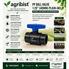 AGRIBIST |PP BALL VALVE 1.25" (40MM) PLAIN-IND