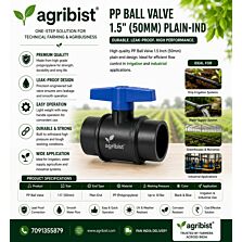  AGRIBIST |PP BALL VALVE 1.5" (50MM) PLAIN-IND
