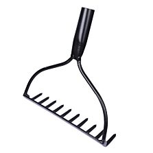 AGRIBIST | FBR-0110 Garden Bow Rake with 10 Teeth Metal Head Heavy Duty Multipurpose Gardening Tool for Loosening Soil Gathering Leaf Leveling & Farming Land and Agriculture (Black)