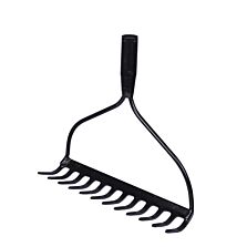 AGRIBIST | FBR-0120 Garden Bow Rake with 12 Teeth Metal Head & Wooden Handle Heavy Duty Gardening Tool for Loosening Soil Gathering Leaf Leveling & Farming Land and Agriculture (Black)