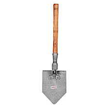 AGRIBIST | FFAS-6000 3-in-1 Foldable Shovel with Wooden Handle and Steel Blade Lightweight Heavy Duty Gardening Tool for Digging Aerating