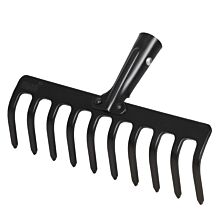 AGRIBIST | FGR-10 Garden Rake 10-Teeth Metal Head for Loosening Soil Gathering Leaf Leveling Land Agriculture Farming Gardening Tool (Pack of 1, Without Handle)