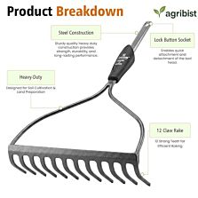FPBR-0121CQ Garden Bow Rake Without Handle 12 Teeth Heavy Duty Cultivator Rakes for Loosening Soil Gathering Leaf Leveling Lawn Farming Land Management ( Pack of 25)