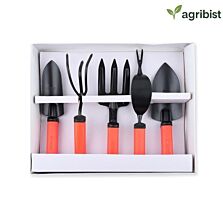 AGRIBIST | FGTB-95/5 5pc Gardening Tool Kit with Small & Big Trowel Weeder Hand Cultivator and Weeding Fork Garden Set for Home Gardener Beginners (Multicolor, Pack of 25)