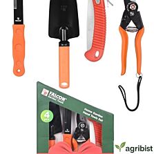 AGRIBIST | FGT-42 4pc Gardening Tool Kit with Pruning Secateur Trowel Pruning Saw and Garden Edger Garden Set for Home Gardener Beginners (Pack of 25, Multicolor)
